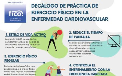 Infografía gratuita. Decálogo de práctica de ejercicio físico en la enfermedad cardiovascular.