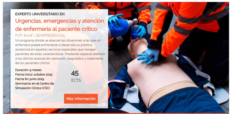 2019/2020 Experto universitario en Urgencias, Emergencias y atención de enfermería al paciente crítico